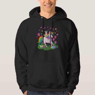 Egg Basket-kaninens Riding Unicorn Glad påsk Day Hoodie