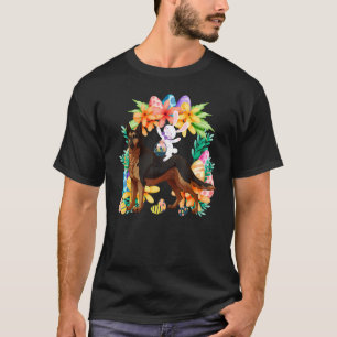 Egg Basket Rabbit Riding Becgie Tyskland Hund Lyck T Shirt