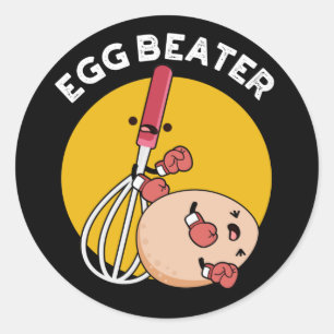 Egg Beater Funny Boxing Pun Mörk BG Runt Klistermärke