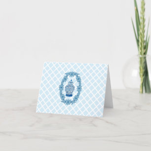 Egg Blue Chinoiserie Ginger Burk Burk jul Tack Kort