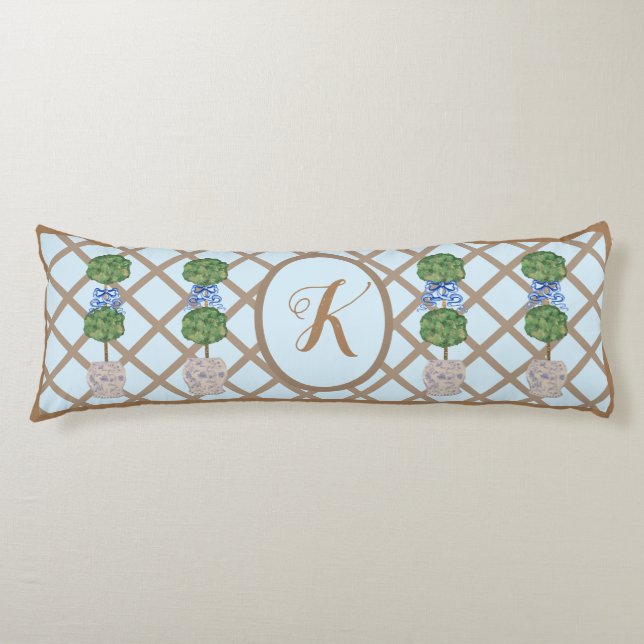 Egg Blue Chinoiserie Ginger Burk Burk Topiary  Kroppskudde (Framsidan)