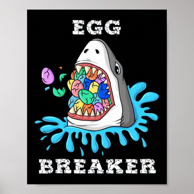 Egg Breaker Shark Påsk Roligt Boys Girls Kids 1 Poster (Framsidan)