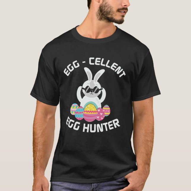 Egg cellent Egg Hunter Easter  Boys Girls Bunny T Shirt (Framsida)