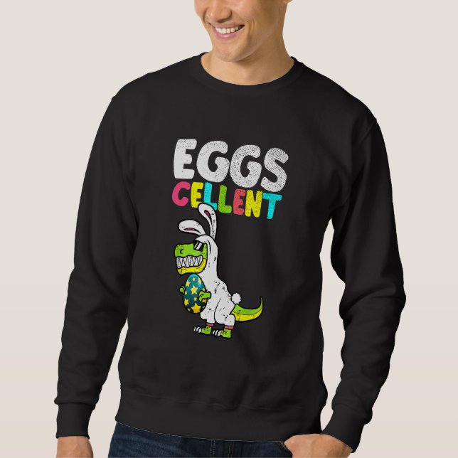 Egg Cellent Egg Hunter Påsk Day Bunny Dinosaur D Lång Ärmad Tröja (Framsida)