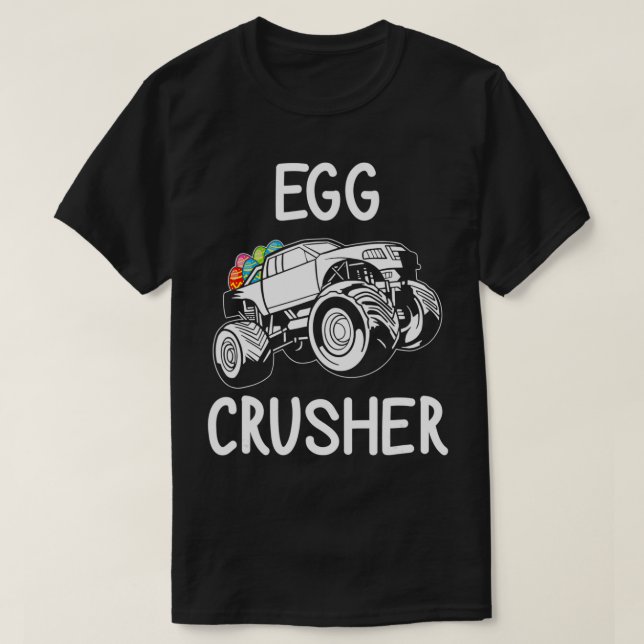 Egg Crusher Monster Lastbil Boys Kids Funny Påsk D T Shirt (Design framsida)