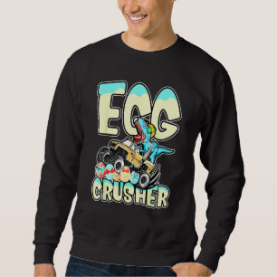 Egg Crusher Monster Lastbil T Rex Dinosaur Påsk Eg Lång Ärmad Tröja