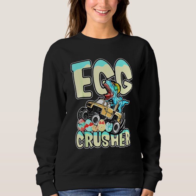 Egg Crusher Monster Lastbil T Rex Dinosaur Påsk Eg Shirt (Framsida)