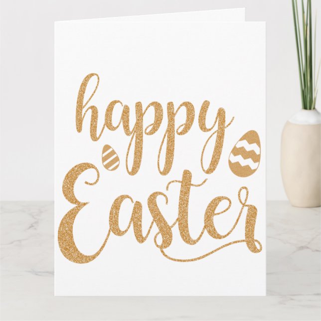 Egg från guld Glitter Glad påsk Kort (Framsida)