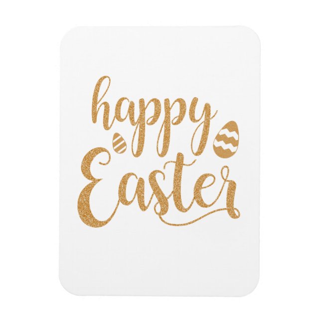Egg från guld Glitter Glad påsk Magnet (Vertikal)