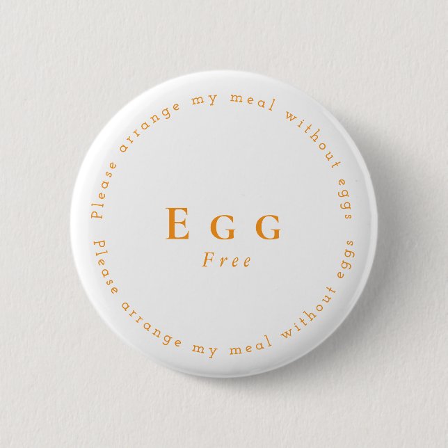 Egg-Free Request Badge, White - Orange Knapp (Framsida)