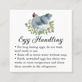 Egg Handling Care Instructions Floral Chicken Hen Fyrkantigt Visitkort