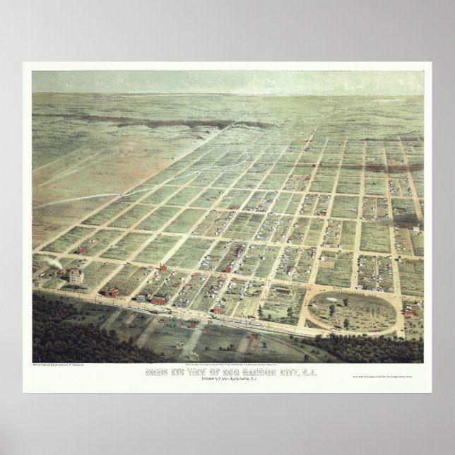 Egg Harbour City, NJ Panoramic Karta - 1865 Poster (Framsidan)