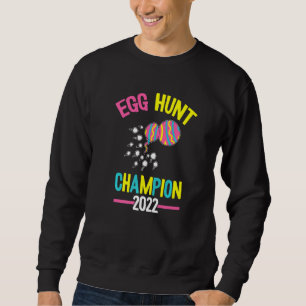 Egg Hunt Champion 2022 Påsk Day Funny Pappa Announ Lång Ärmad Tröja