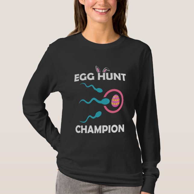 Egg Hunt Champion Funny Pappa Påsk Gravid Annou An T Shirt (Framsida)
