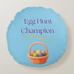 Egg Hunt Champion Rund Kudde<br><div class="desc">dCelebrate Easter in cozy style with the Egg Hunt Champion round pillow! 🥚🏆✨ Featuring a festive basket of colorful eggs with sparkling accents and bold text, this cheerful design adds playful charm to your home décor. Perfect for couches, chairs, or seasonal displays, it’s a fun way to bring springtime joy...</div>