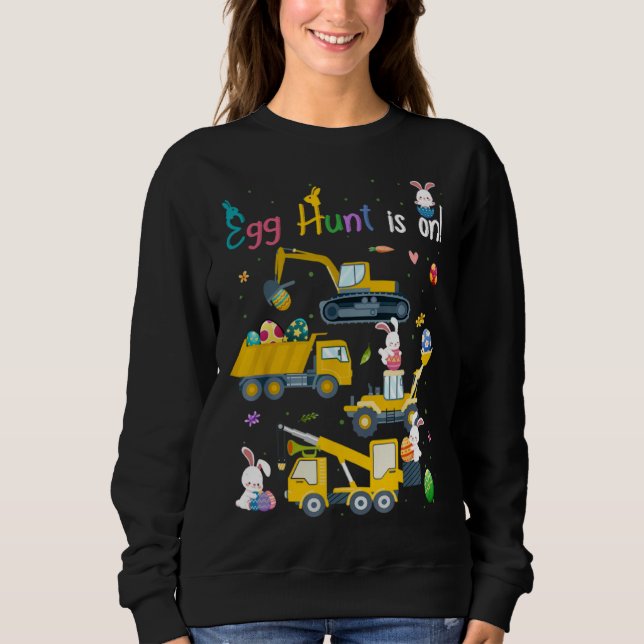 Egg Hunt Is On Construction Trucks Easter Bunny Bo T Shirt (Framsida)