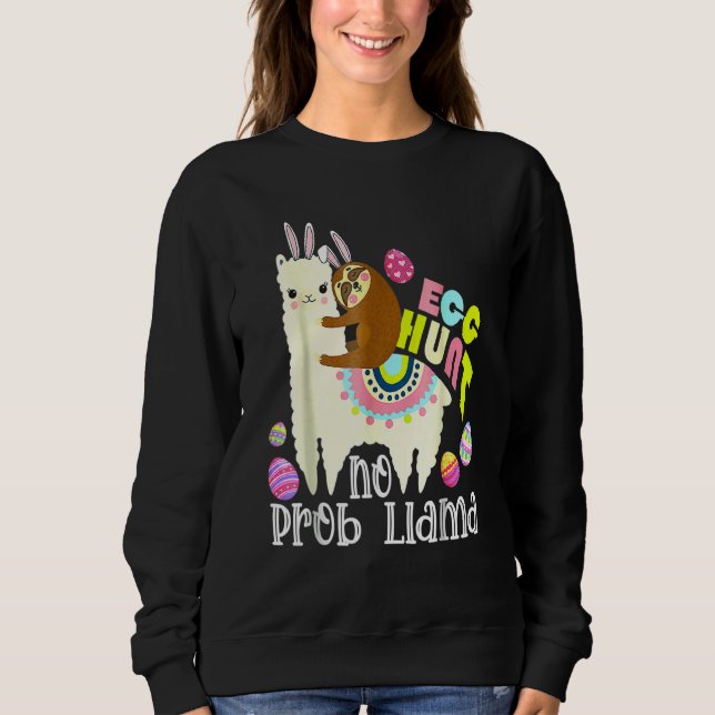 Egg Hunt No Prob Llama Bunny Sloth Riding Llama Ea T Shirt (Framsida)