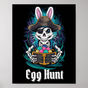 Egg Hunt Skeleton Bunny Pirat Rabbit Boys Påsk Poster