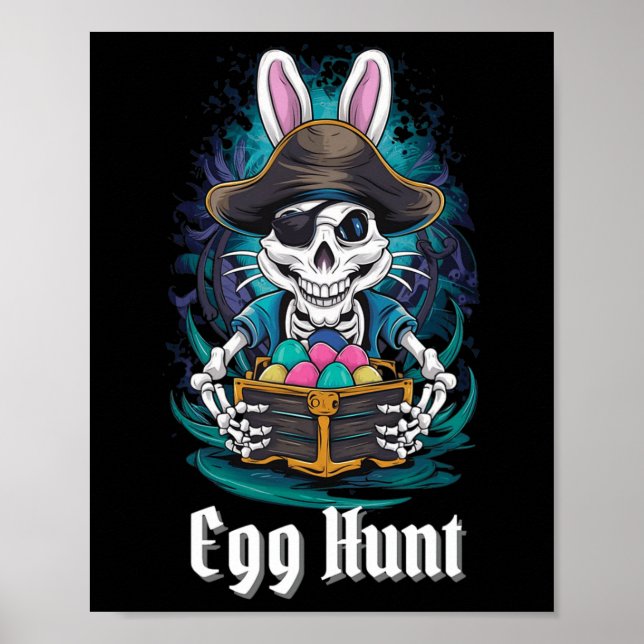 Egg Hunt Skeleton Bunny Pirat Rabbit Boys Påsk Poster (Framsidan)