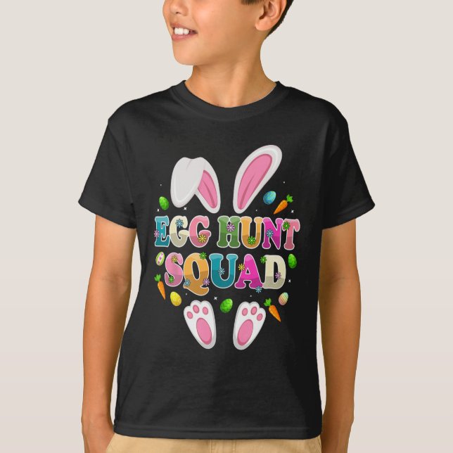 Egg Hunt Squad Bunny Happy Easter Day  T Shirt (Framsida)