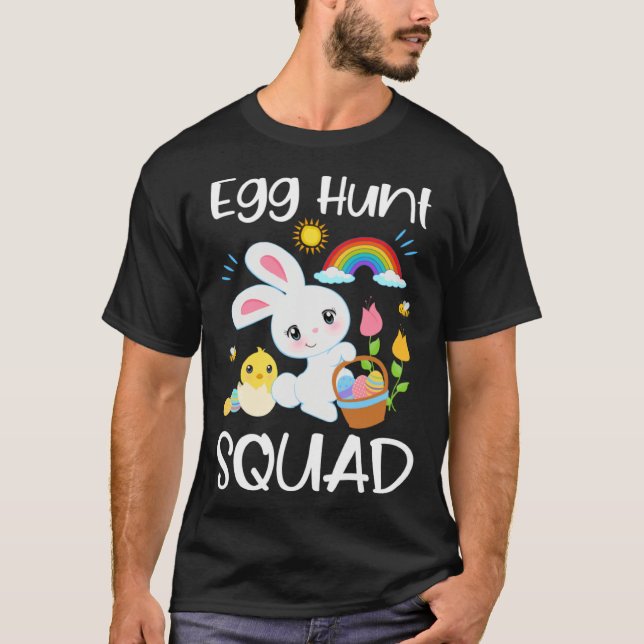 Egg Hunt Squad Cute Quote Easter Bunny Baby Chick  T Shirt (Framsida)