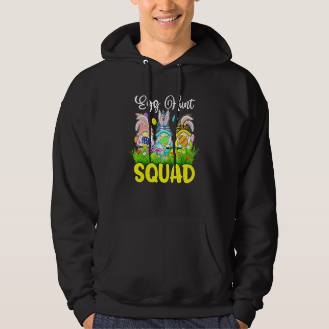 Egg Hunt Squad Gnomes Påsk Day Bunny Hoodie (Framsida)
