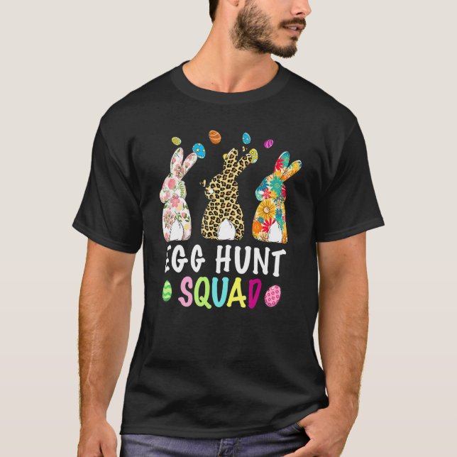 Egg Hunt Squad Leopard Påskhare Rabbit Womens T Shirt (Framsida)
