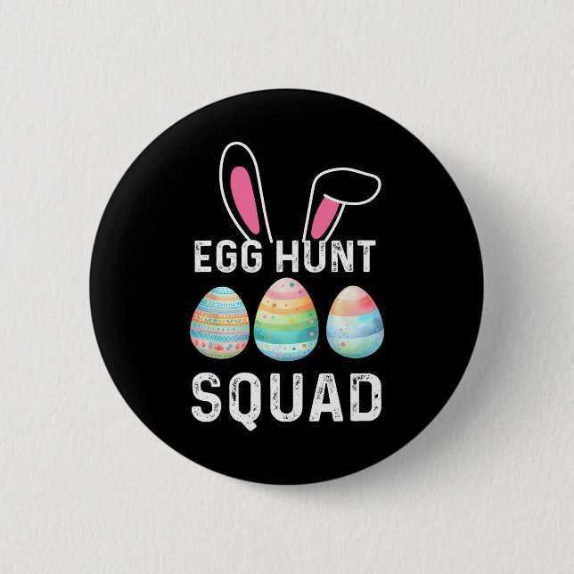 Egg Hunt Squad Shirt Hunting Season Funny Lycklig  Knapp (Framsida)
