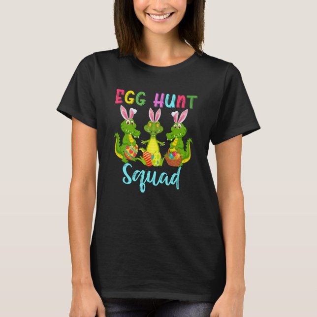 Egg Hunt Squad Three Easter Bunny Alligators Hunti T Shirt (Framsida)