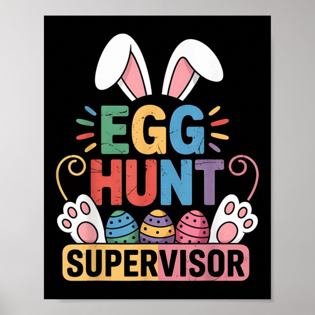 Egg Hunt Supervisor Bunny Tassar Påsk Party Matchi Poster (Framsidan)