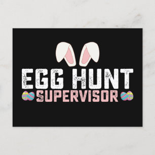 Egg Hunt Supervisor Funny Påskhare Rabbit Vykort