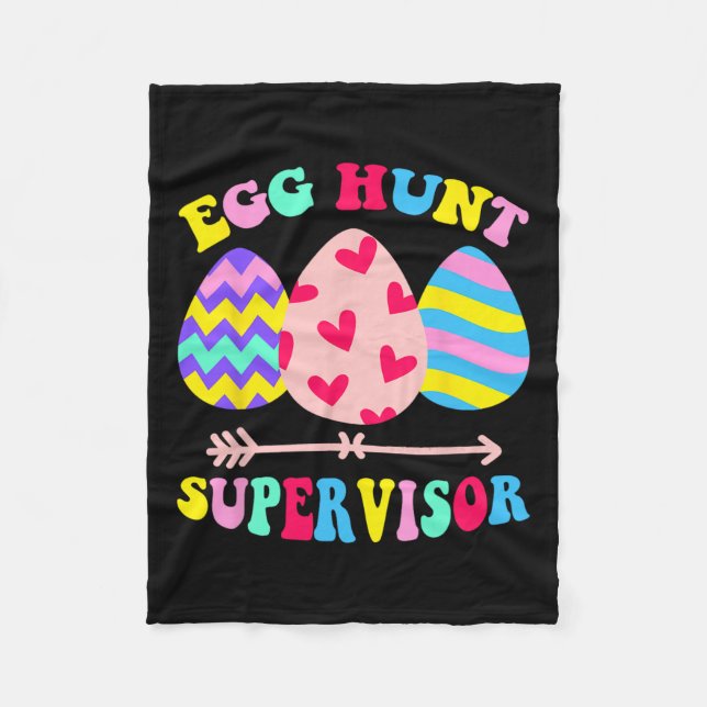 Egg Hunt Supervisor Retro Egg Hunting Party Mamma  Fleecefilt (Framsidan)