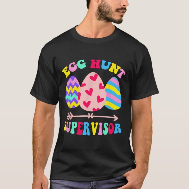 Egg Hunt Supervisor Retro Egg Hunting Party Mamma  T Shirt (Framsida)