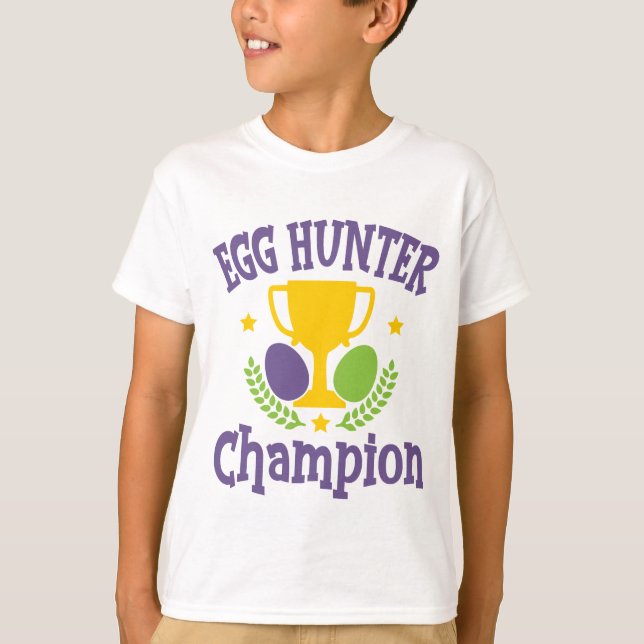 Egg Hunter Champion Modern Påsk Helgdag T Shirt (Framsida)