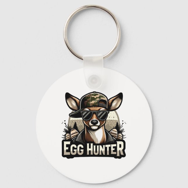 Egg Hunter Hjort Buck Backward Cap Hjort Hunting E Nyckelring (Framsida)