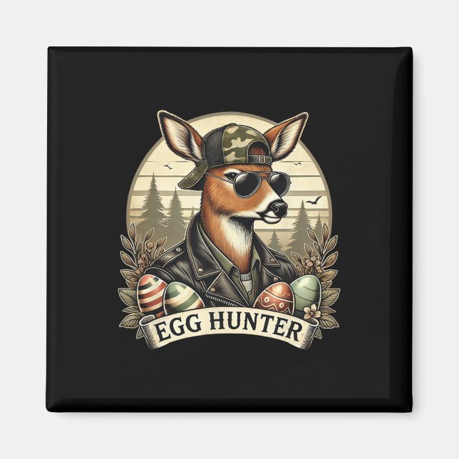 Egg Hunter Hjort Buck Byckward Cap Hjort Hunting E Magnet (Framsidan)