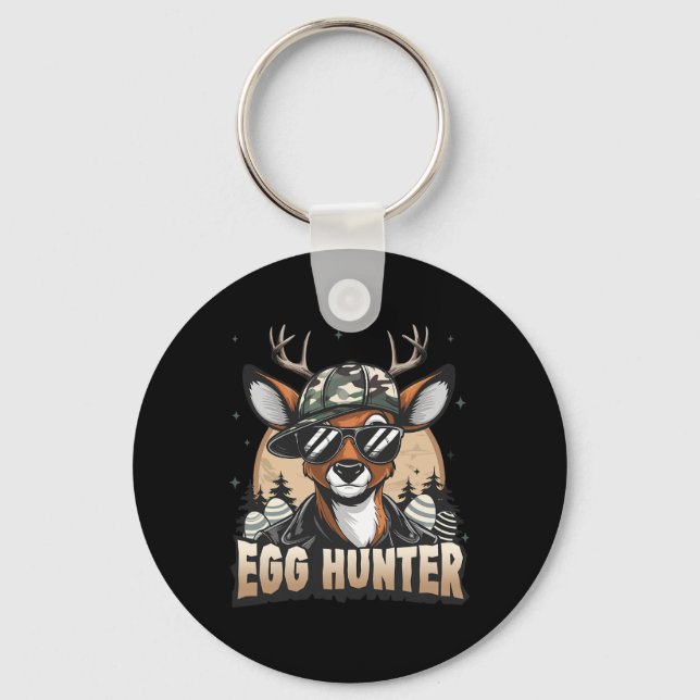 Egg Hunter Hjort Buck Byckward Cap Hjort Hunting E Nyckelring (Framsida)