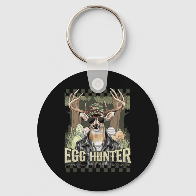 Egg Hunter Hjort Buck Byckward Cap Hjort Hunting E Nyckelring (Framsida)