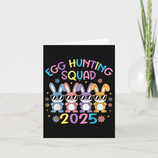 Egg Hunting Squad 2025 Glad påsk Bunny Family B Kort (Framsida)