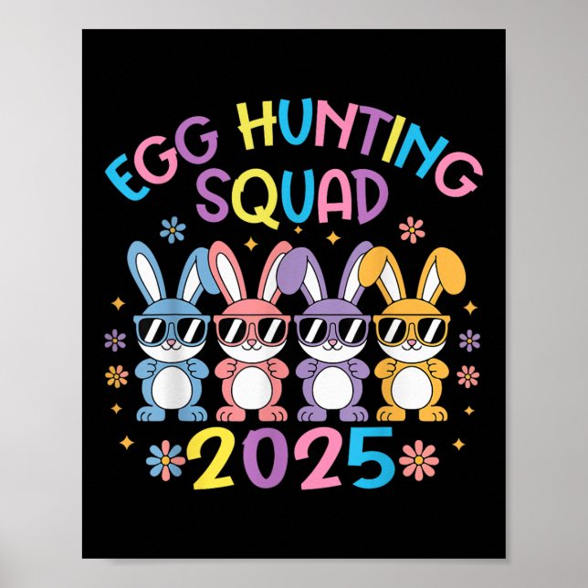 Egg Hunting Squad 2025 Glad påsk Bunny Family B Poster (Framsidan)