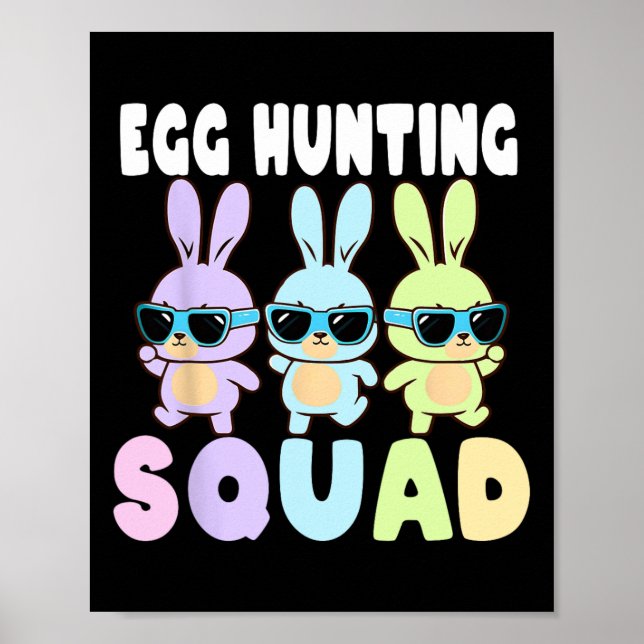 Egg Hunting Squad Funny Påskhares Egg Hunt Poster (Framsidan)