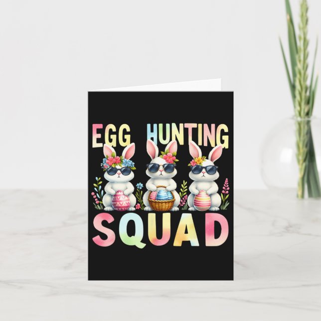 Egg Hunting Squad Påsk Day Bunny Egg Hunt Lycklig Kort (Framsida)