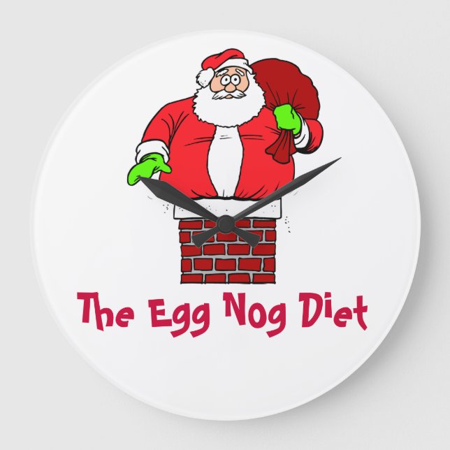 Egg Nog Diet Jultomten Humor Joke Stor Klocka (Framsida)