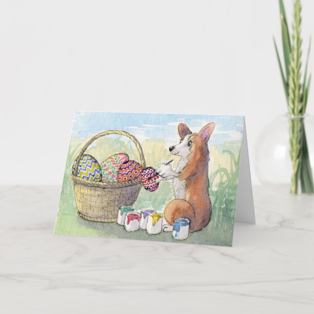 Egg Painter Corgi-kort Helgkort (Framsida)