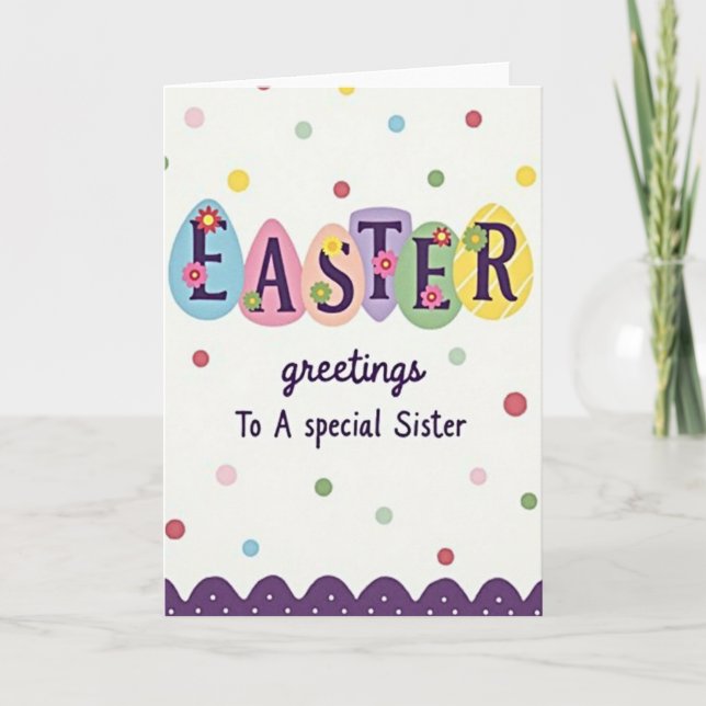 Egg Shaped Easter Sister Card Kort (Framsida)