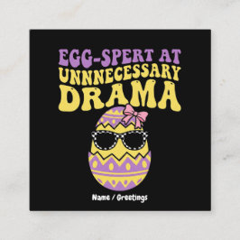 Egg-spert At Unnecessary Drama Funny Retro Easter  Fyrkantigt Visitkort
