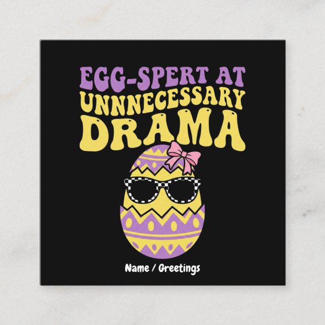 Egg-spert At Unnecessary Drama Funny Retro Easter  Fyrkantigt Visitkort (Framsida)
