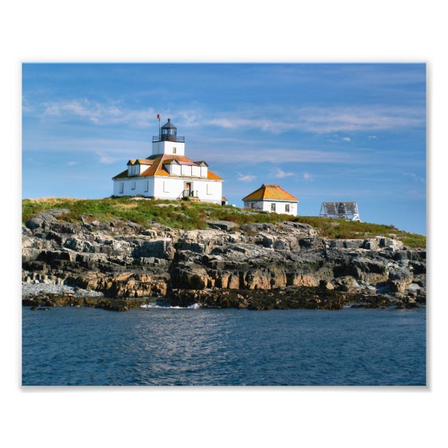 Egg Sten fyr, Pub Harbour Maine Photo Print Fototryck (Framsidan)