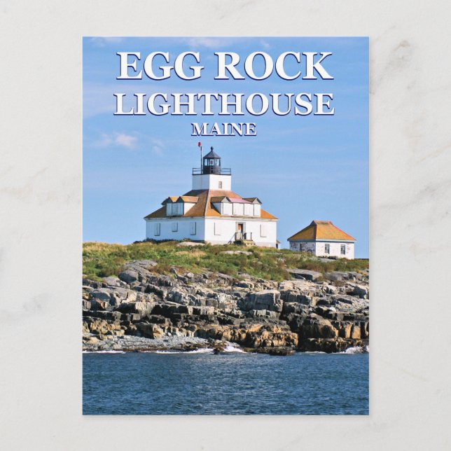Egg Sten Lighthouse, Pub Harbour Maine Postcard Vykort (Framsida)
