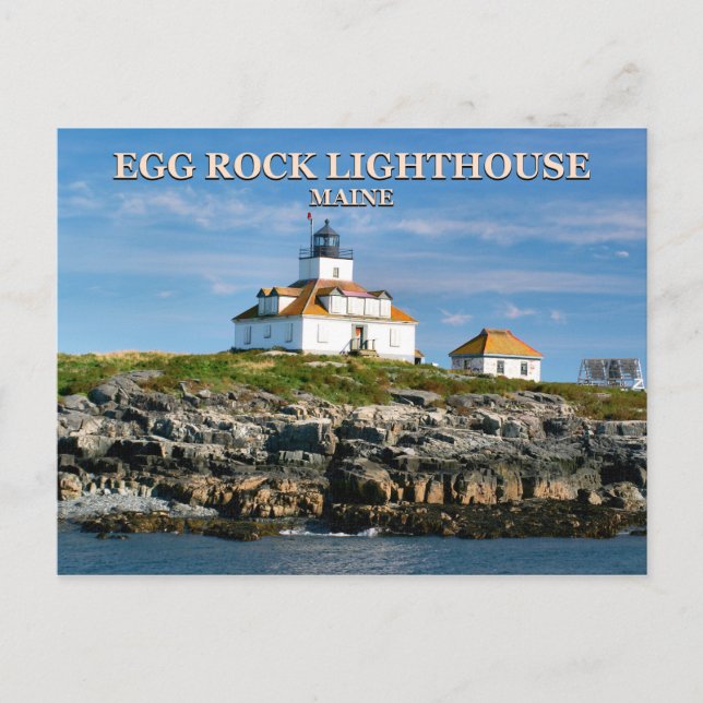 Egg Sten Lighthouse, Pub Harbour Maine Postcard Vykort (Framsida)